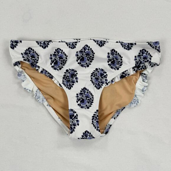 J. Crew Crewcuts Girls Bikini Swim Bottom Size 10 White Navy Blue - Picture 1 of 8
